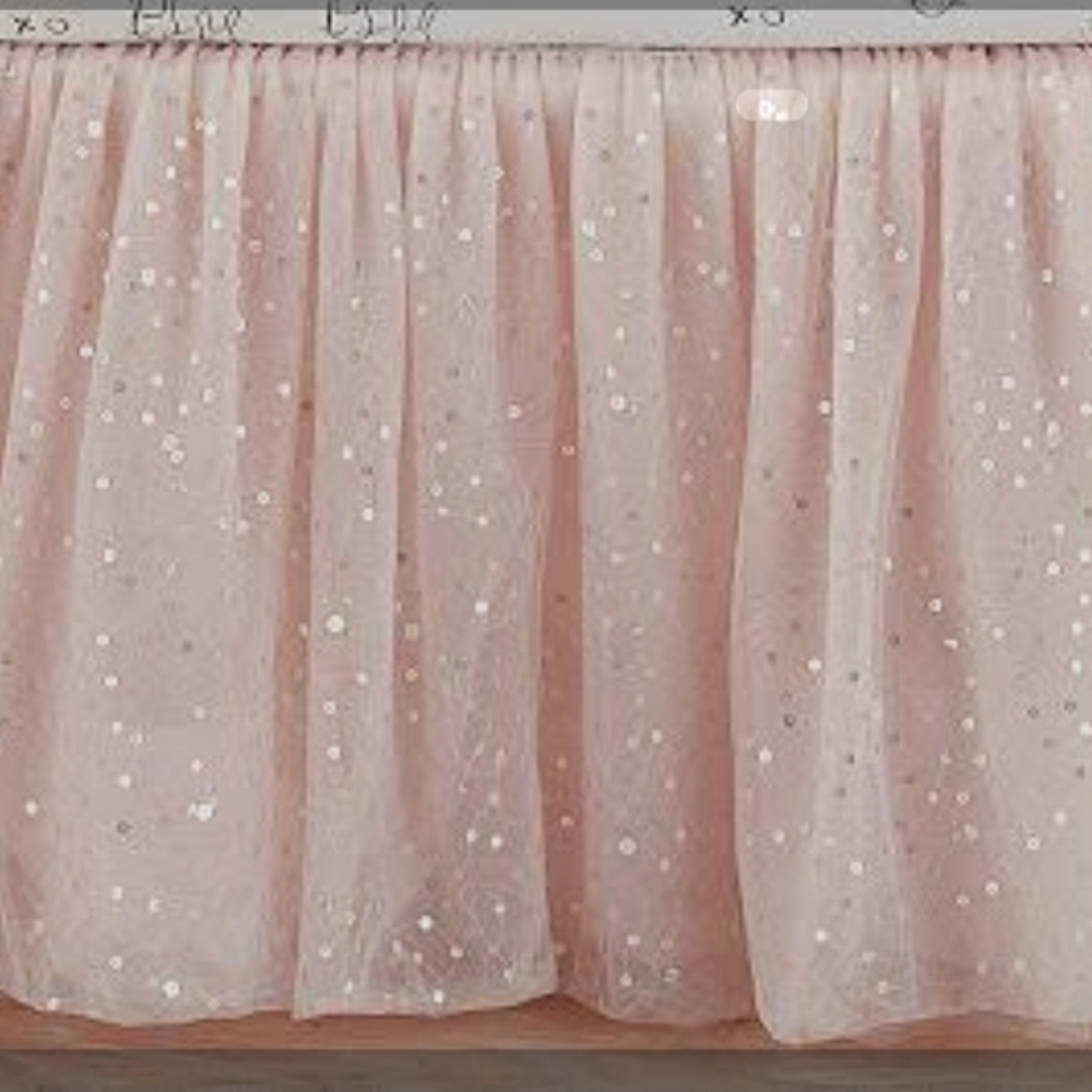 Pottery Barn Emily & Merritt Blush Pink Sparkle Tulle Crib Dust Ruffle Skirt